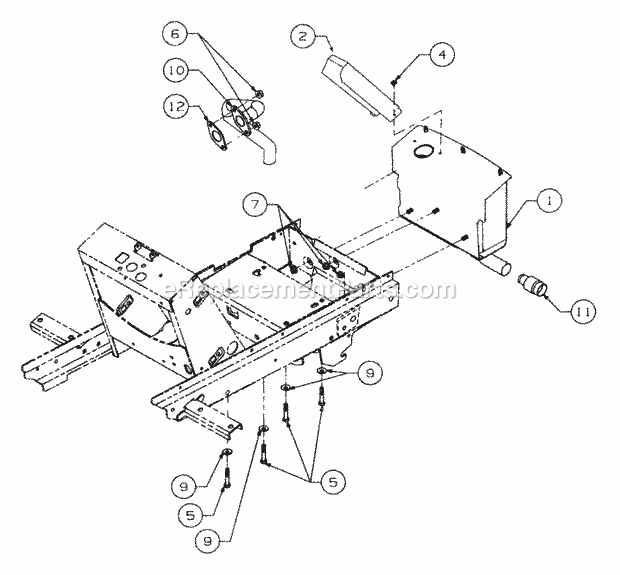 Engine Mounting And Muffler Diagram and Parts List for 2166 13A-214G100, 13A-254G100 Cub Cadet Lawn Tractor